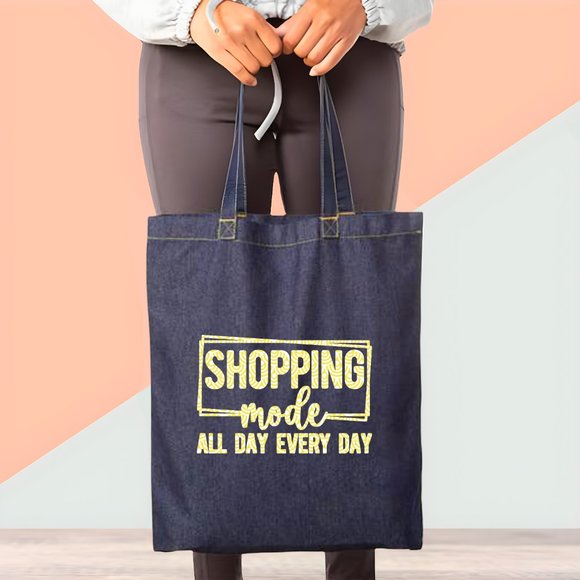 Carry Orders in Style Denim Tote Bag with Open Top - Picture 1 of 1